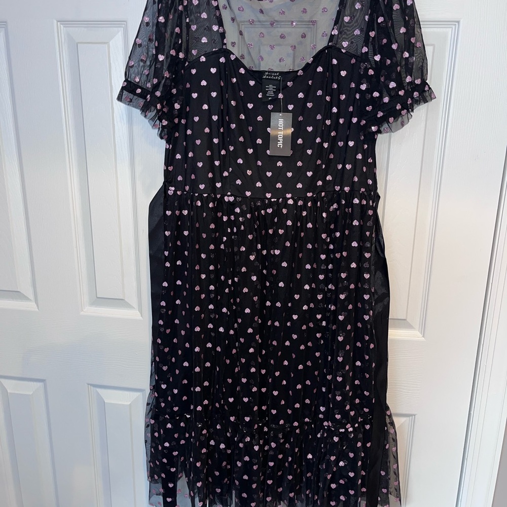 NWT Sweet Society Hot Topic Black Dress with Pink Hearts XL - Picture 3 of 4